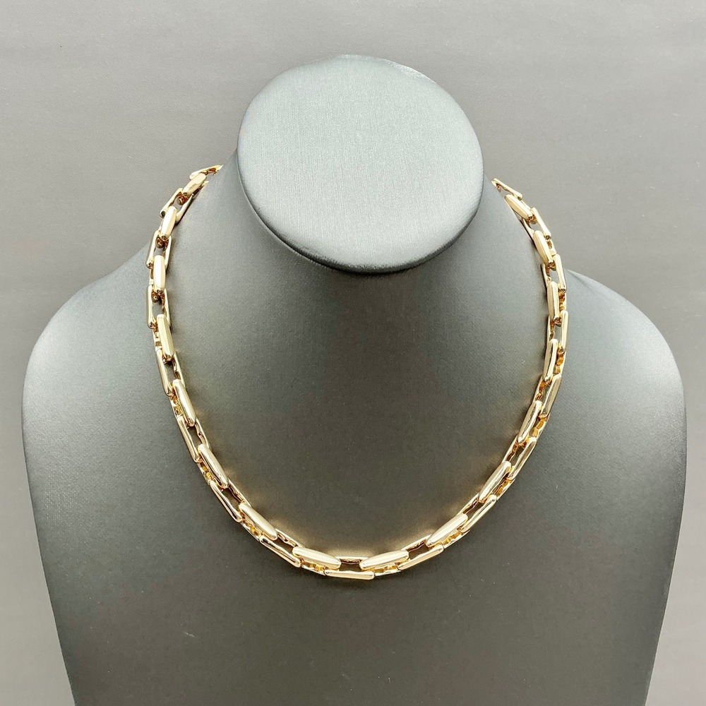 Chunky Link Chain Necklace Women Gold Tone Polished Fashion Jewelry Statement